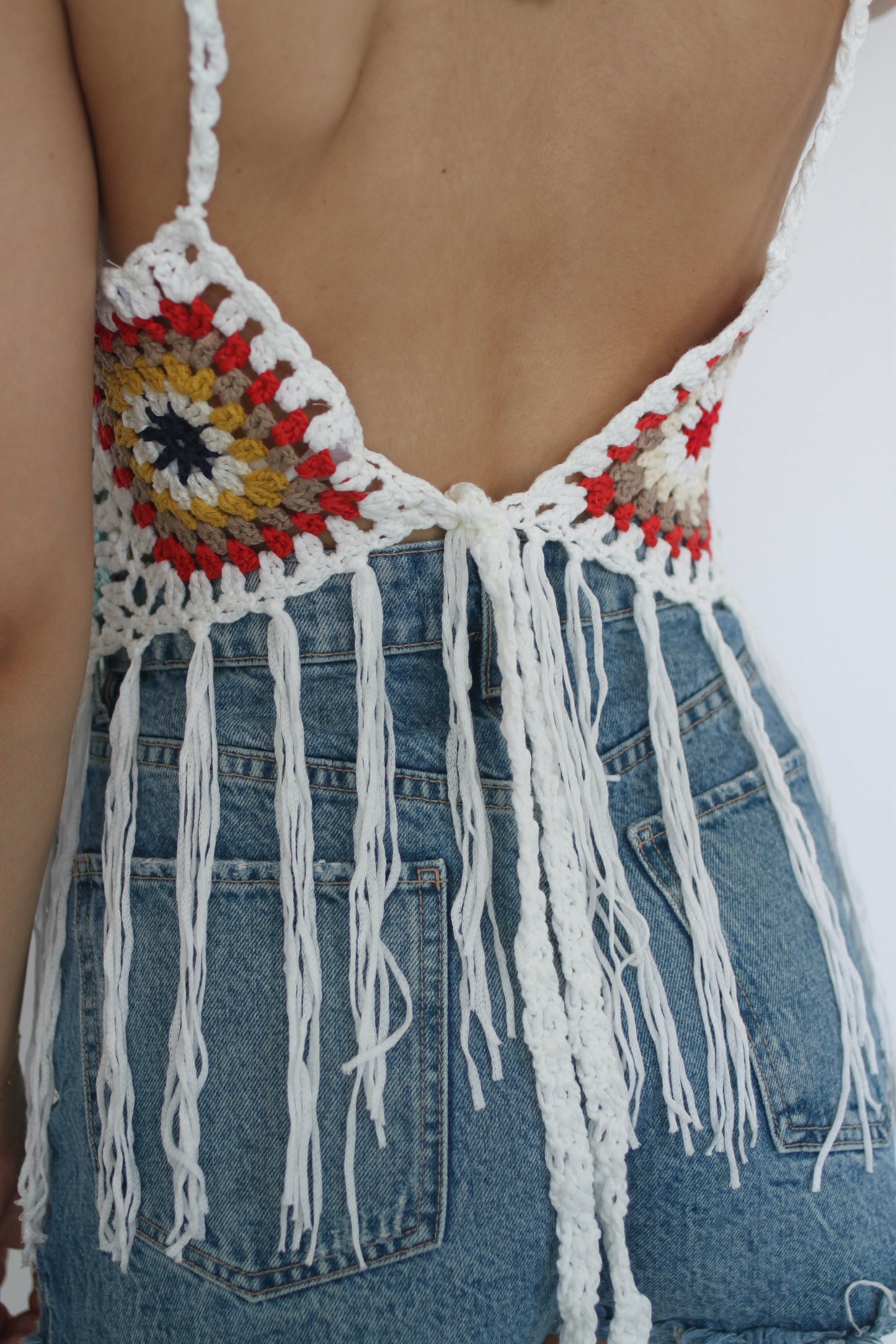 Top crochet multicolore