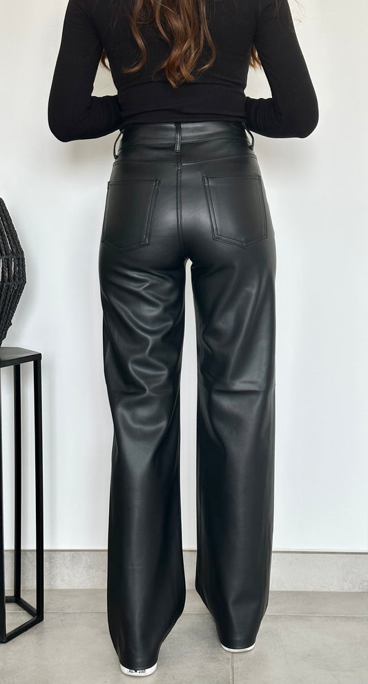 Pantalon similicuir wide