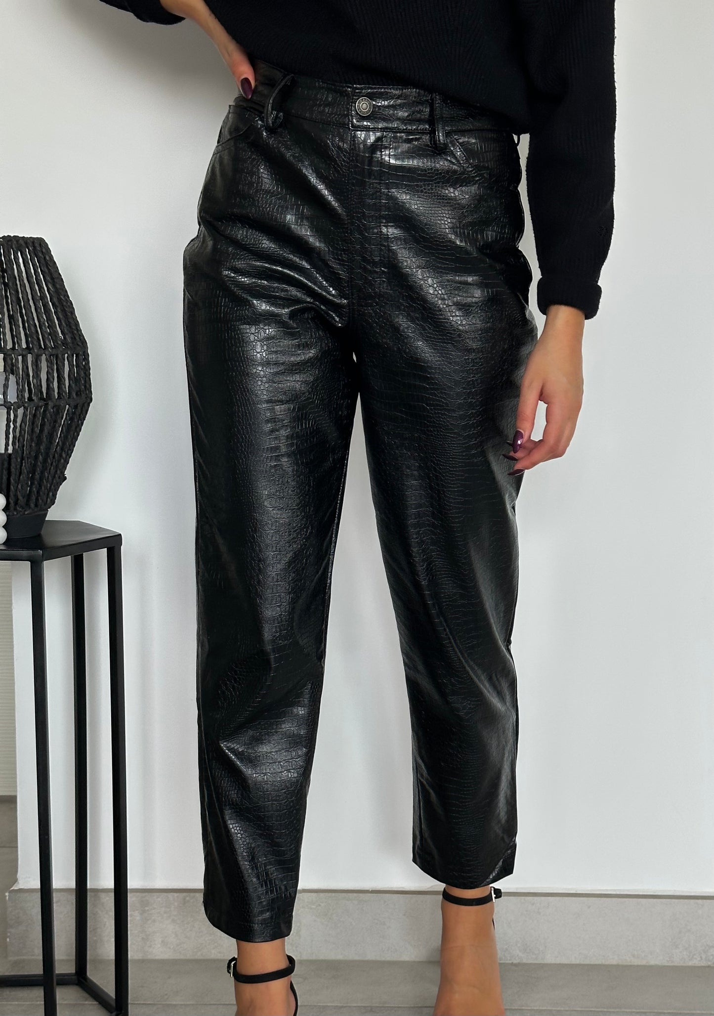 Pantalon similicuir croco