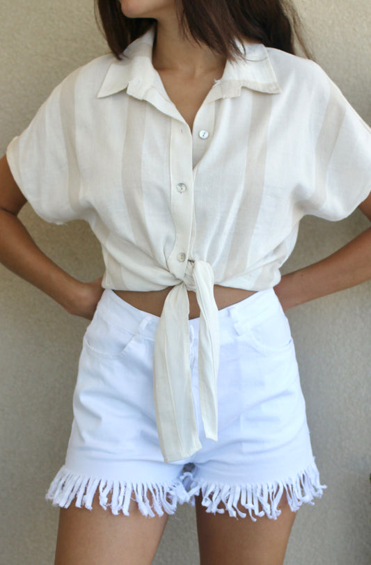 Chemise à rayures effet lin